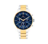 Multifunktionsuhr TOMMY HILFIGER "TYSON", silberfarben, Armbanduhren, Kinder, Quarzuhr, Armbanduhr, Herrenuhr, Edelstahlarmband, analog, Tag (52928164-0) silberfarben