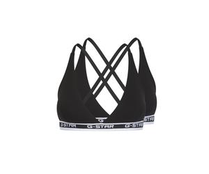 Multiway-BH G-STAR "AQUAMARINE, 2 PACK MULTI-WAY TRIANGLE", Damen, Gr. L, N-Gr, schwarz, Feinripp, Obermaterial: 95% Baumwolle, 5% Elasthan, unifarben mit Farbeinsatz, Basic, körpernah, BHs, mit verst