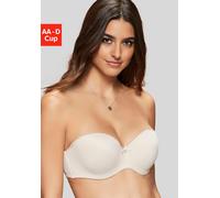 Multiway-BH LASCANA, Damen, Gr. 65, Cup A, beige (puder), Microtouch, Obermaterial: 80% Polyamid (TACTEL), 20% Elasthan, BHs Push-up-BH Trägerlose-BH, mit abnehmbaren, normalen und transparenten Träge