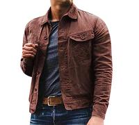Mumuj Herren-Frühlingskleid, Freizeitjacken, Persönlichkeitsdesign, Herbst, Herren, einfarbig, lässig, lockere Waschung, Jacke, Herren, Wildleder, braun, Overshirt, Windjacke, Herren-Denim, rot, XXL