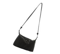 Mumuve Elegante einfarbige Kunstleder-Eimertasche mit Reißverschluss für Damen, lässiger Einkauf, einfache Umhängetasche, Schwarz , As shown in the picture (1-3cm error)