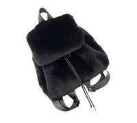 Mumuve Eleganter Plüsch-Rucksack für Damen, einfarbig, flauschig, Kordelzug, kleine Schultertasche mit Überschlag für den Winter, Schwarz , As shown in the picture (error 1-3cm)