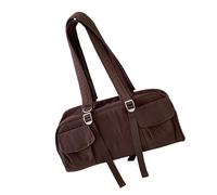 Mumuve Modische Nylon-Schultertasche für Damen, großes Fassungsvermögen, lässiger Tragegriff oben, Handtasche, Pendeln, coffee, As shown in the picture (1-3cm error)