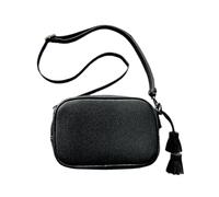 Mumuve Modische Quasten Crossbody Tasche für Damen, kleine quadratische Geldbörse mit verstellbarem Riemen, PU-Leder Schultertaschen, Schwarz , As shown in the picture (1-3cm error)
