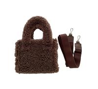 Mumuve Plüsch-Umhängetasche, kleine Umhängetasche, Handtasche, Plüsch-Geldbörse, abnehmbarer Schultergurt für Damen, Herbst, coffee, 20*10*17cm