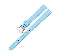 MUNACRAFT 6-20mm hautfreundliches, atmungsaktives, ultradünnes, bequemes Rindsleder-Armband, roségoldenes Uhrenarmband mit Dornschließe aus echtem Leder, Hellblau, 10mm