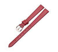 MUNACRAFT 6-20mm hautfreundliches, atmungsaktives, ultradünnes, bequemes Rindsleder-Armband, roségoldenes Uhrenarmband mit Dornschließe aus echtem Leder, Rot, 6mm