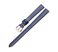 MUNACRAFT 6-20mm hautfreundliches, atmungsaktives, ultradünnes, bequemes Rindsleder-Armband, roségoldenes Uhrenarmband mit Dornschließe aus echtem Leder, Navy blau, 11mm