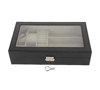 MUNEFE Men Jewelry Box, Watch Glasses Rings Storage Organizer, Versatile Jewelry Case with Metal Decoration