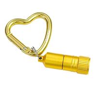 munkees® Herz Karabiner Schlüsselanhänger mit LED Mini-Taschenlampe - stylisches Accessoire aus eloxiertem Aluminium für Damen (Gold)
