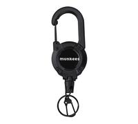 munkees® Schlüsselanhänger ausziehbar Karabiner 64cm Stahlseil - Badge Reel Ausweishalter Schlüsselring - Büro (Schwarz)