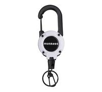 munkees® Schlüsselanhänger ausziehbar Karabiner 64cm Stahlseil - Badge Reel Ausweishalter Schlüsselring - Büro (Weiß)