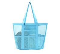 MUNKST Large Mesh Pool Tote Bag,Beach Bags for Women with Zip Waterproof Pocket,Summer Holiday Essentials Family Travel Bag,Reusable Shopping Grocery Shoulder Bag for Picnic Gym School (blue)