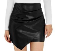MUNSKT 1PC Leather Skirt,Women Black Faux Leather Skirt, Asymmetrical High Waisted Pencil Skirts,Mini Short Skirts for Dressy Business Casual (DE/NL/SE/PL, Alphanumerisch, XL, Regular, Regular)