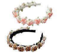 MUNSKT 2 Stück Dirndl Blumen Rosen Haarband,Dirndl Blumen Haarreif,Bayerischer Trachten Haarschmuck mit Blüten,Haare Blumenstirnband für Mädchen Oktoberfest Accessoires Damen