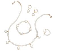 MUNSKT 5 Stück Liebevoll Schmuck Set für Mädchen Kinderschmuck Enthalten Schmucksets Halskette Ringe Armbänder Ohrring für Party Dress Up Geburtstaggeschenk