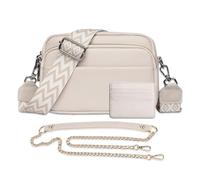 MUNSKT Cross body Bag for Women,Leather Handbag & Shoulder Bag with Adjustable Wide Strap,Chain Strap and 3-Slot Card Holder,Camera Cross Body for Lady Girl Travel Shopping Work Daily Use (white)
