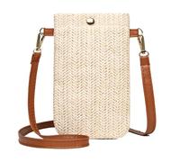 MUNSKT Handytasche Zum Umhängen Damen Strohtaschen Damen Frauen Strohtaschen für Frauen Crossbody Strand Tasche Umhängetasche (white, Kleine)