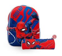 MUNTRADE Schulset Spider-Man 2 Teile | Rucksack 3D + Rundes Mäppchen