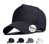 MUNULA Baseballkappe, Übergröße, XXL, hohe Krone, großer Kopf, Hüte für Herren, Vater, Hut, verstellbar, einfarbig, Laufkappe, 59,9 cm - 65 cm, Schwarz, XXL/3XL