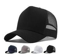 MUNULA Oversize XXL Mesh Trucker Hut Big Head Hüte für Männer Hohe Krone Baseball Kappe Atmungsaktiv Papa Hut Verstellbar 59,9 cm - 65 cm, Schwarz, XXL/3XL