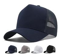 MUNULA Oversize XXL Mesh Trucker Hut Big Head Hüte für Männer Hohe Krone Baseball Kappe Atmungsaktiv Papa Hut Verstellbar 59,9 cm - 65 cm, Blau, XXL/3XL