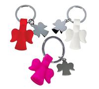 Murago - 3er Set Schlüsselanhänger Metall Schutzengel mit Silikonanhänger - Engel Glücksbringer Anhänger Geschenk für Kinder Damen Herren Rot Pink Weiß