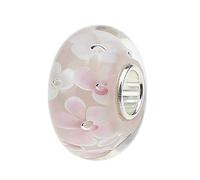 Murano Lampwork Glass Sterling Silber Liebe, Blume, Blatt & Jahrestag Charm für Pandora Charm-Armband, Glas, Glas