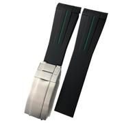 MURVE 20 mm 21 mm gebogenes Ende Gummi Armband passend für Rolex Submariner GMT Daytona Deep Sea Dweller Explorer 2 Silikon-Uhrenarmband, 20mm black buckle, Achat