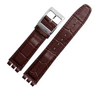 MURVE Armband aus echtem Kalbsleder, 17 mm, 19 mm, für Swatch, Uhrenarmband, Herren, Damen, Alligatormuster, Armband, Zubehör, 19 mm, Achat