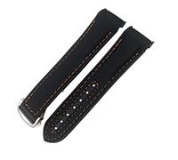 MURVE Gummi-Nylon-Lederarmband, 20 mm, 22 mm, 19, 21 mm, für Omega Seamaster GMT Planet Ocean Diver 300, orangefarbenes Silikon-Uhrenarmband, 21 mm, Azetat, Kein Edelstein