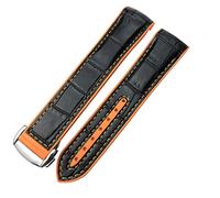 MURVE Gummi-Nylon-Lederarmband, 20 mm, 22 mm, 19, 21 mm, für Omega Seamaster GMT Planet Ocean Diver 300, orangefarbenes Silikon-Uhrenarmband, 21 mm, Azetat, Kein Edelstein