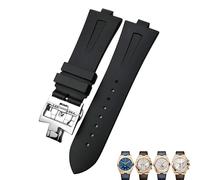 MURVE Gummi-Silikon-Uhrenarmband, 25 mm x 8 mm, passend für Vacheron Constantin Overseas Uhrenarmband, Schwarz/Blau, wasserdichtes Armband, With Buckle-25mm-8mm, Achat