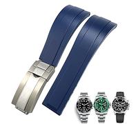 MURVE Gummi-Uhrenarmband für Rolex Daytona Submariner GMT Yacht-Master Oysterflex Silikon-Armband mit Faltschließe, 20 mm / 21 mm, 21 mm, Azetat, Kein Edelstein