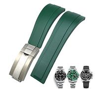 MURVE Gummi-Uhrenarmband für Rolex Daytona Submariner GMT Yacht-Master Oysterflex Silikon-Armband mit Faltschließe, 20 mm / 21 mm, 21 mm, Azetat, Kein Edelstein