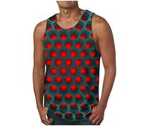 Muscle Shirt Herren Business Hemd Herren Grüne Poloshirts Rundhals Gepunktet Druck Ärmellos Hawaii Shirt Relaxed Fit Sommer Top Achselshirts Polo Shirt (Rot, M)