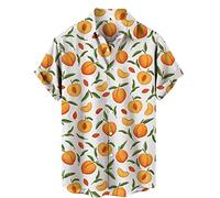 Muscle Shirt Herren Hemd Herren Langarm Schwarz Longsleeve Herren Reverskragen Früchte Druck Knopfleiste Strandhemd Kurzarm Loose Fit Sommerhemd Herren Shirts (Orange, M)