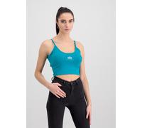 Muscleshirt ALPHA INDUSTRIES "Basic Crop-Top SL Women", Damen, Gr. L, blau (blau lagoon), Obermaterial: 95% Baumwolle, 5% Elastan, Shirts (82891469-L) blau lagoon