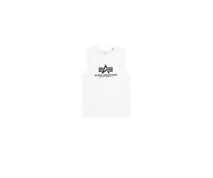 Muscleshirt ALPHA INDUSTRIES "Basic Logo Sleeveless Shirt", Herren, Gr. M, weiß, Single Jersey, Obermaterial: 100% Baumwolle, bedruckt, regular fit normal, Rundhals, Shirts (73757633-M) weiß