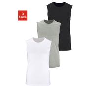 Muscleshirt H.I.S, Herren, Gr. 9/XXXL, schwarz-weiß (grau, meliert, weiß, schwarz), Jersey, Obermaterial: 100% Baumwolle, unifarben, Basic, figurbetont normal, Rundhals, Shirts, mit Rundhalsausschnitt
