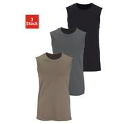 Muscleshirt H.I.S "Unterziehshirt, Unterhemd für Herren", Herren, Gr. 10/4XL, grün (olivgrün, schwarz, dunkelgrau), Single Jersey, Obermaterial: 100% Baumwolle, unifarben, Basic, figurbetont normal, R