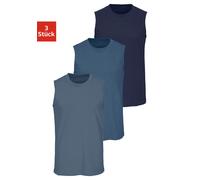 Muscleshirt H.I.S "Unterziehshirt, Unterhemd für Herren", Herren, Gr. 4/S, blau (dunkelblau, mittelblau, blau), Single Jersey, Obermaterial: 100% Baumwolle, unifarben, Basic, figurbetont normal, Rundh