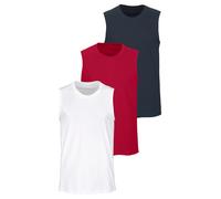 Muscleshirt H.I.S "Unterziehshirt, Unterhemd für Herren", Herren, Gr. 9/XXXL, bunt (weiß, rot, marine), Single Jersey, Obermaterial: 100% Baumwolle, unifarben, Basic, figurbetont normal, Rundhals, Shi