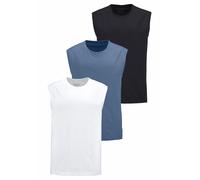 Muscleshirt MAN'S WORLD, Herren, Gr. 3XL (64/66), blau (schwarz, weiß, blau), Single Jersey, Obermaterial: 100% Baumwolle. Obermaterial weiß: 100% Baumwolle, unifarben, Basic, normal, Rundhals, Shirts