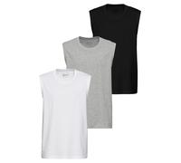 Muscleshirt MAN'S WORLD, Herren, Gr. 5XL (72/74), schwarz-weiß (shwarz, weiß, grau), Single Jersey, Obermaterial: 100% Baumwolle. Obermaterial Melange: 90% Baumwolle, 10% Viskose. Obermaterial weiß: 1