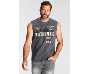 Muscleshirt MAN'S WORLD, Herren, Gr. XXL (60/62), grau, Single Jersey, Obermaterial: 100% Baumwolle, bedruckt, regular fit, Rundhals, Shirts, ohne Ärmel, bedruckt, Rundhalsausschnitt, aus Baumwolle, T