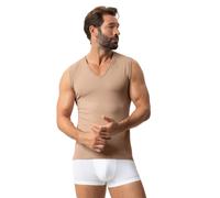 Muscleshirt MEY "Business Class Premium", Herren, Gr. XL, beige, Single Jersey, Obermaterial: 57% Baumwolle, 38% Polyester, 5% Elasthan, körpernah hüftbedeckend, V-Ausschnitt, Shirts, mit V-Ausschnitt