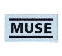 Muse - Logo - Aufnäher zum Aufbügeln, gewebter Stoff (Einheitsgröße) (Weiß/Schwarz)