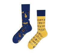 Many Mornings - Mismatched Socken - Lustige Socken Unisex - Socken Mit Musikmotiv - Geschenkidee - Design: Music Notes - Made in EU - 35-38