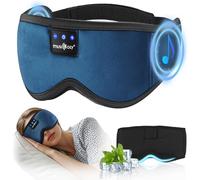MUSICOZY 3D Schlafmasken Kopfhörer, 100% Verdunkelung, Schlafkopfhörer, Bluetooth-Augenmaske mit Kopfhörern zum Schlafen, Reisen, Nickerchen, Entspannen, Meditieren (Cyan)